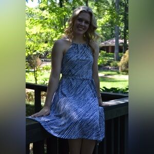 Ann Taylor Blue and White Striped Dress